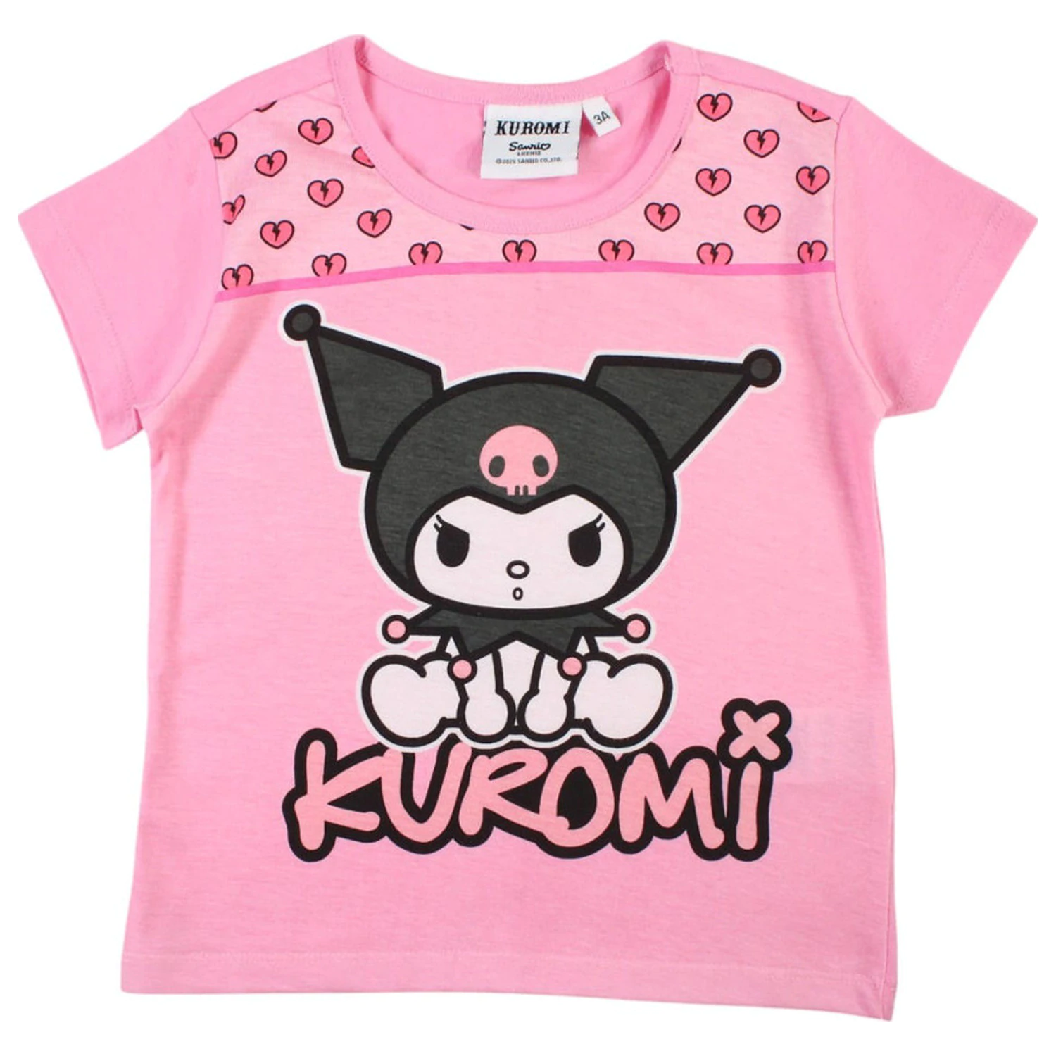 Hello Kitty Kuromi Pink gyerek rövid póló, felső  termékfotó