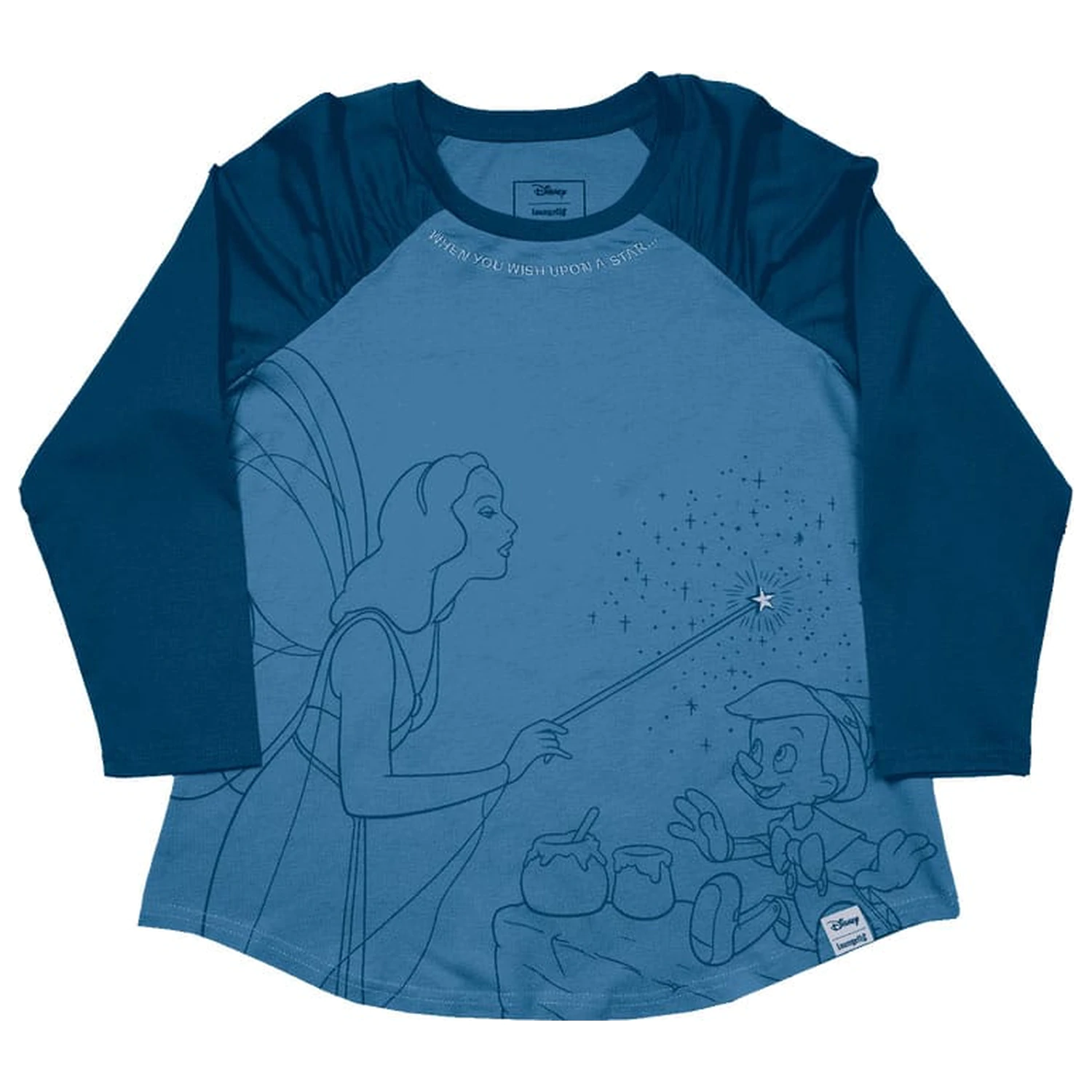 Pinocchio Blue Fairy Shirred Raglan Unisex hosszú ujjú póló termékfotó