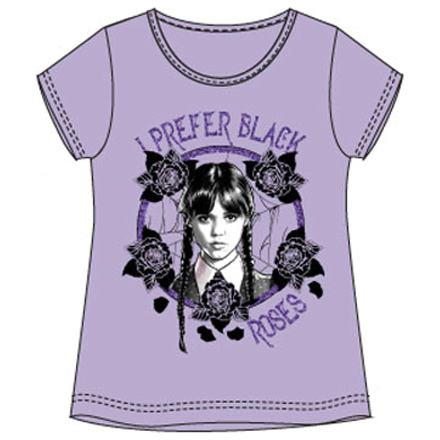 Wednesday Black Roses gyerek rövid póló, felső  termékfotó