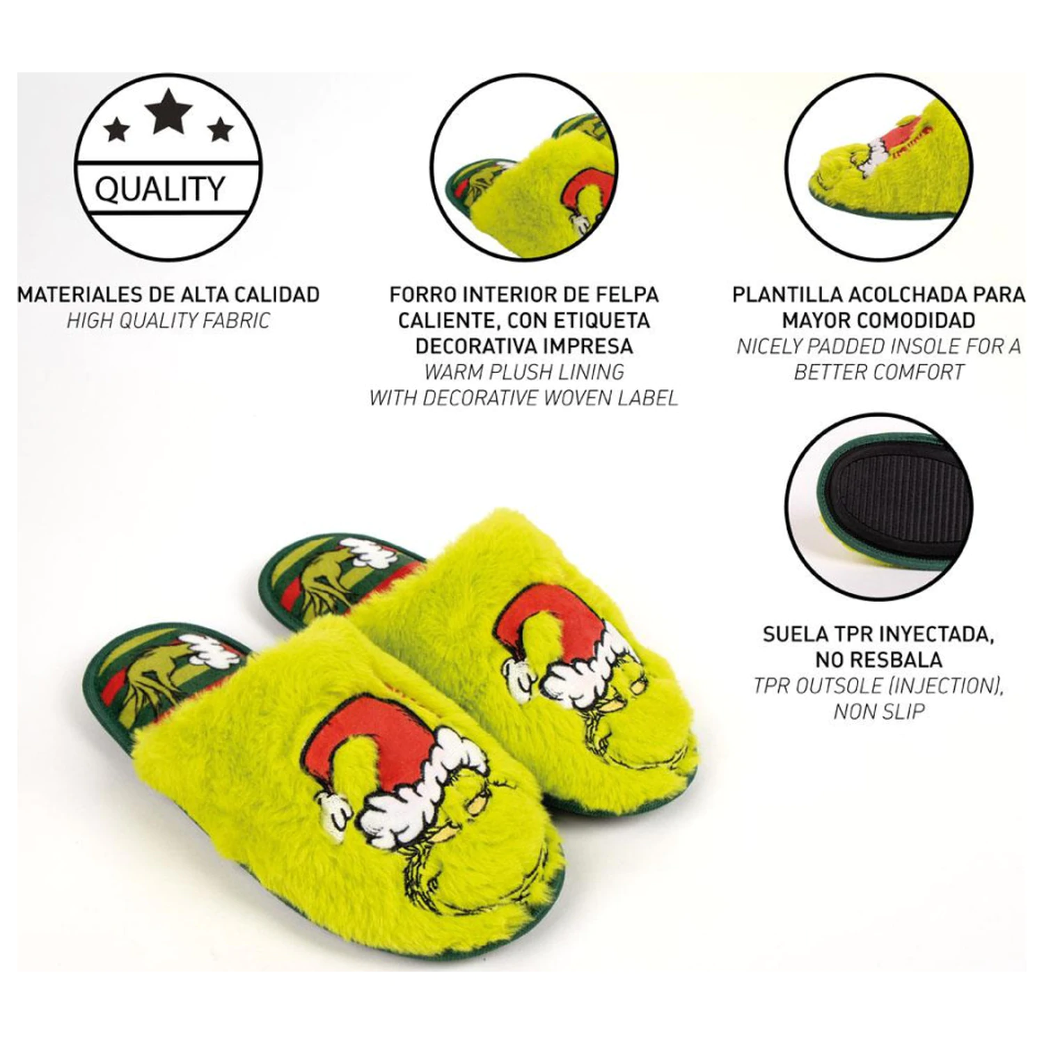 A Grincs Green felnőtt téli papucs  termékfotó