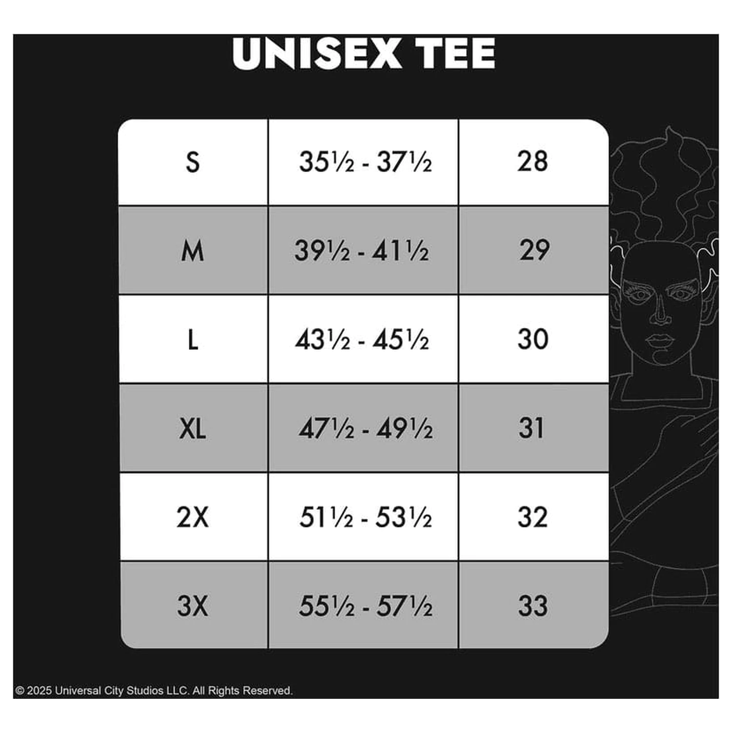 Universal Monsters Unisex Bride of Frankenstein póló  termékfotó