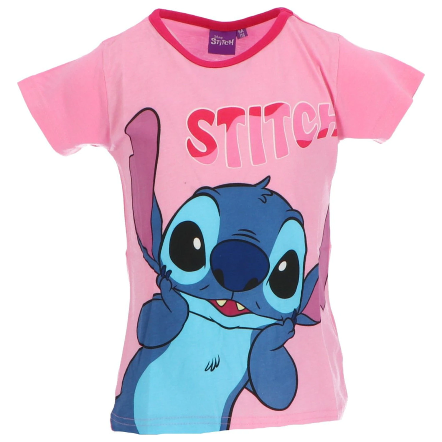 Stitch Surprised Light Pink gyerek rövid póló, felső  termékfotó
