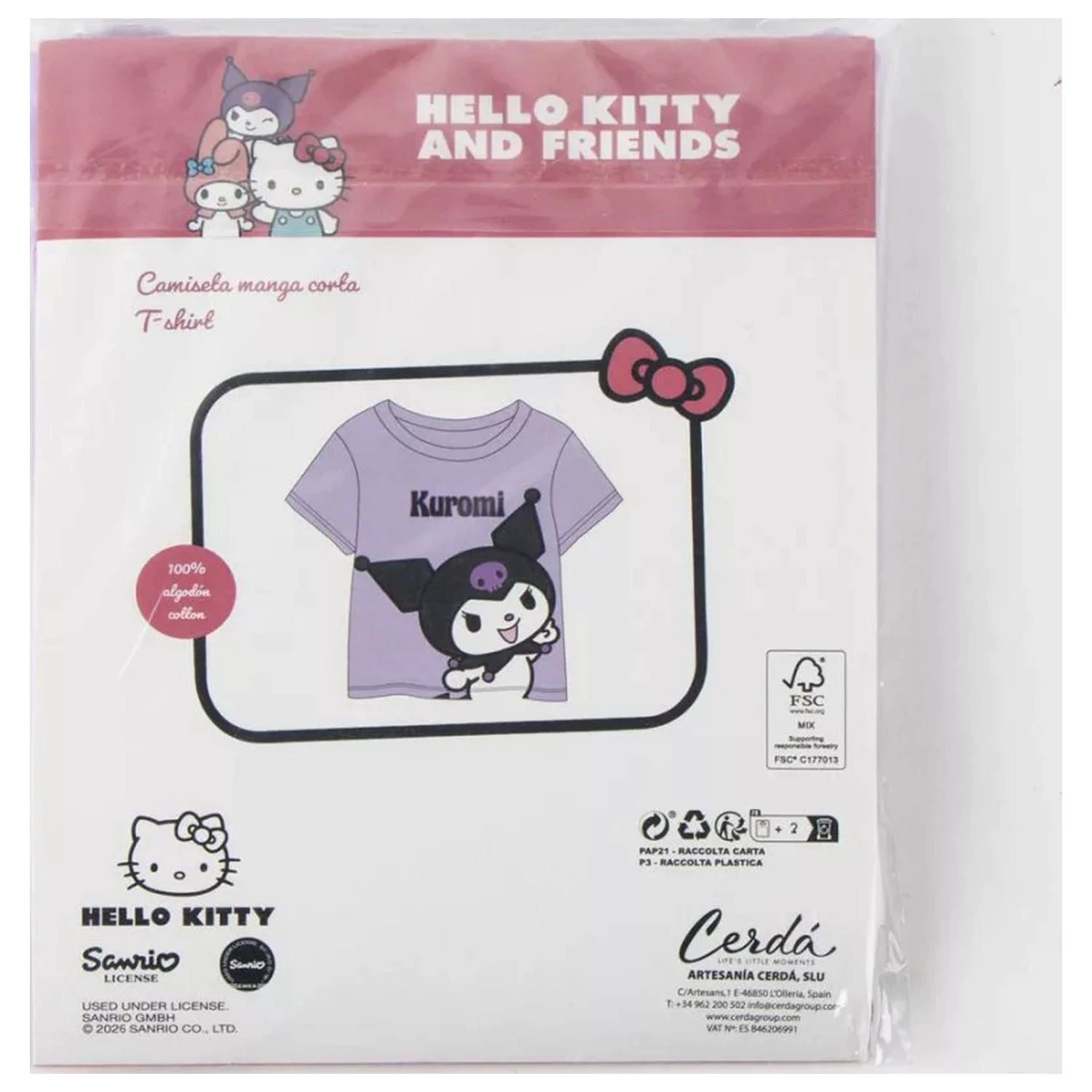 Hello Kitty Kuromi Purple gyerek rövid póló, felső  termékfotó