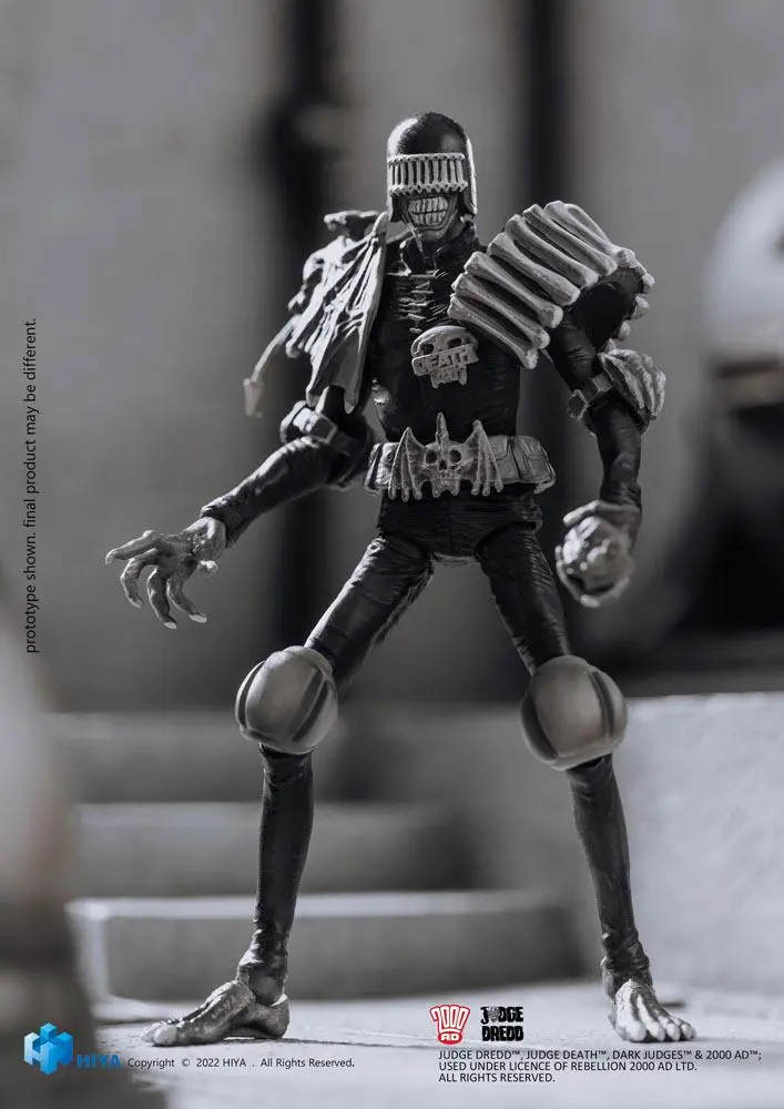 2000 AD Exquisite 1/18 Black and White Judge Death Mini akciófigura 10 cm termékfotó