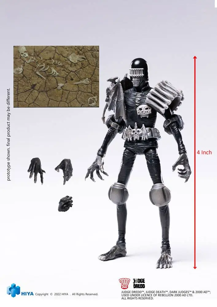 2000 AD Exquisite 1/18 Black and White Judge Death Mini akciófigura 10 cm termékfotó