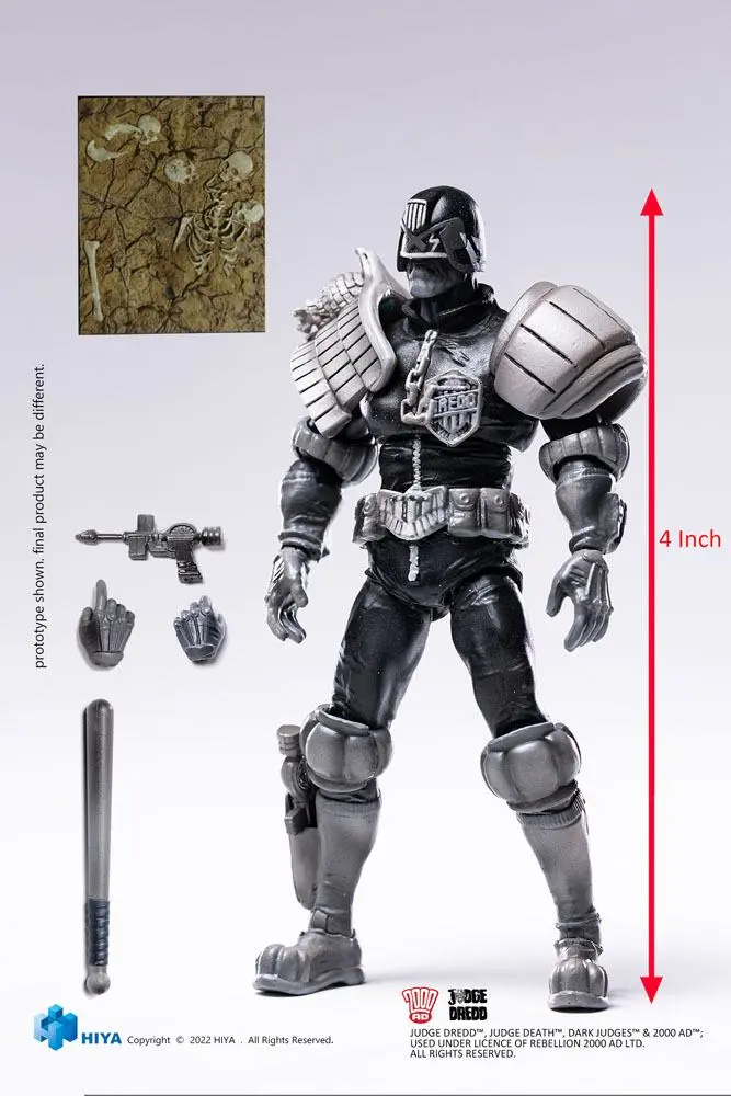 2000 AD Exquisite Mini akciófigura 1/18 Black and White Judge Dredd 10 cm termékfotó