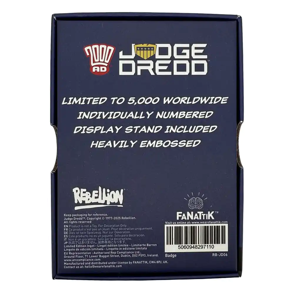 2000 AD replika Judge Dredd kitűző Limitált kiadás   termékfotó