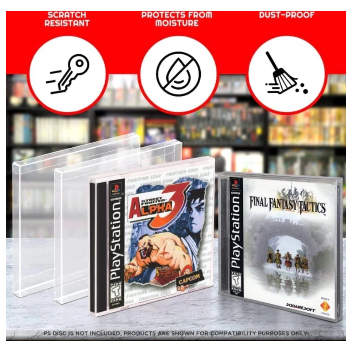 25 db-os PEt tárolódoboz csomag PS1/Single CD/Dreamcast (Jewel Case) játékokhoz termékfotó