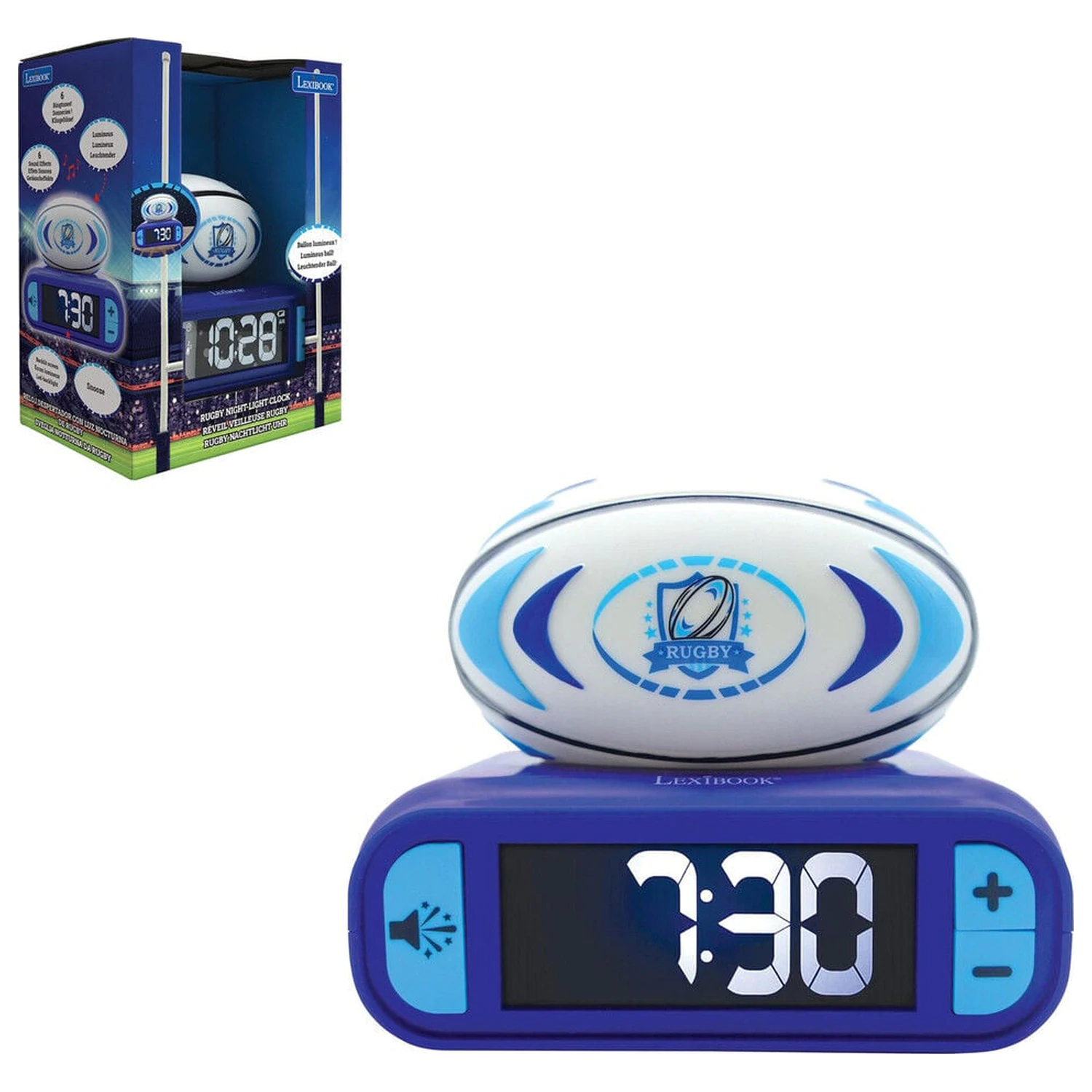 3D Rugby ball éjszakai lámpa és digitális ébresztőóra termékfotó