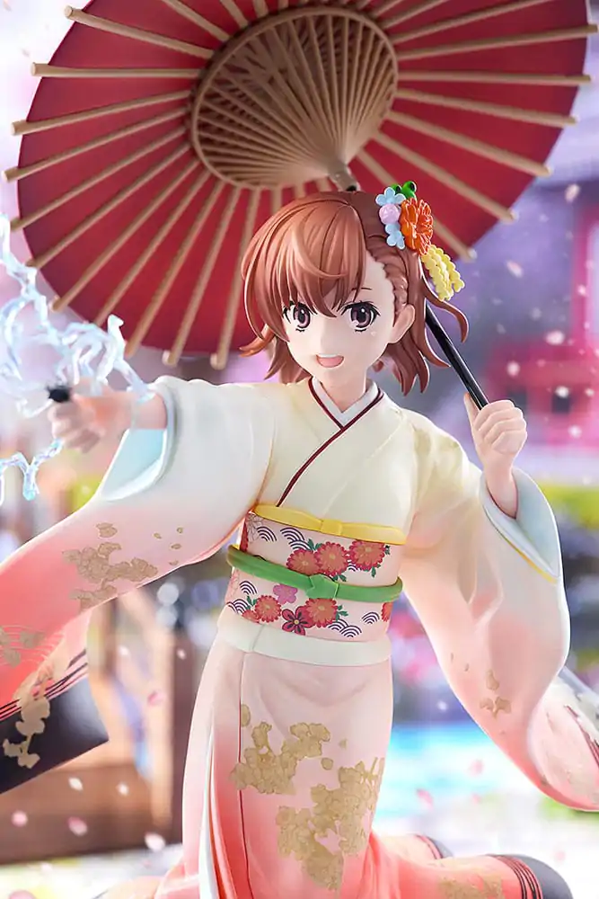 A Certain Scientific Railgun T 1/7 Mikoto Misaka Furisode Kimono Ver. szobor figura 28 cm termékfotó