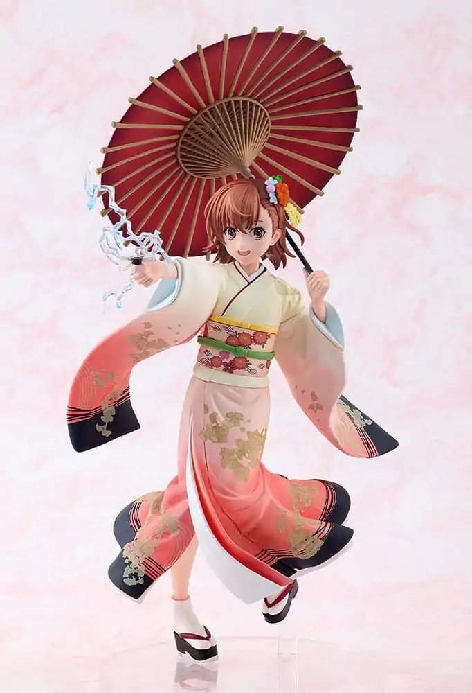 A Certain Scientific Railgun T 1/7 Mikoto Misaka Furisode Kimono Ver. szobor figura 28 cm termékfotó