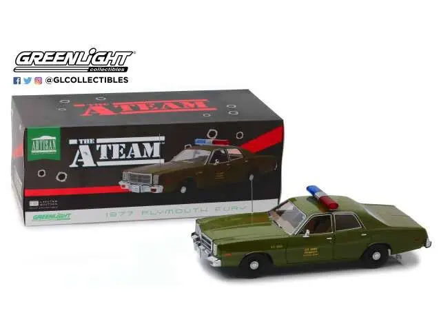 A-Team Diecast Model 1/18 1977 Plymouth Fury U.S. Army Police Colonel Roderick Decker termékfotó