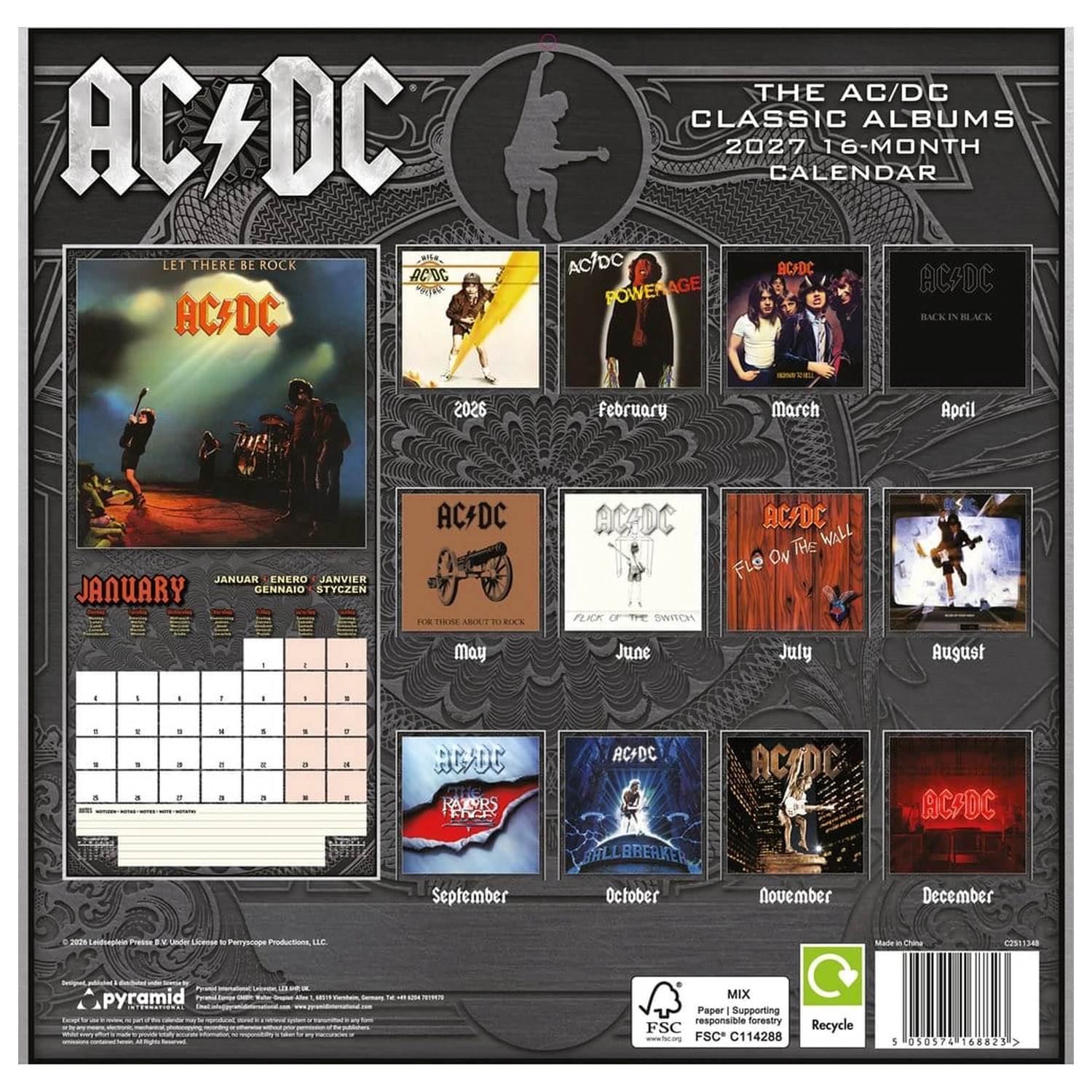 AC/DC Albums naptár 2027 30 x 30 cm termékfotó