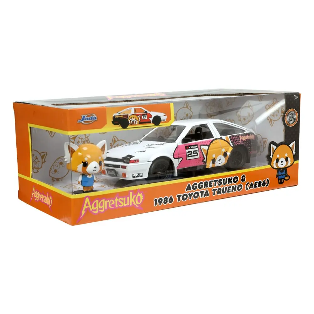 Aggretsuko Hollywood Rides Diecast Model 1/24 1986 Toyota Trueno és Aggretsuko figura termékfotó