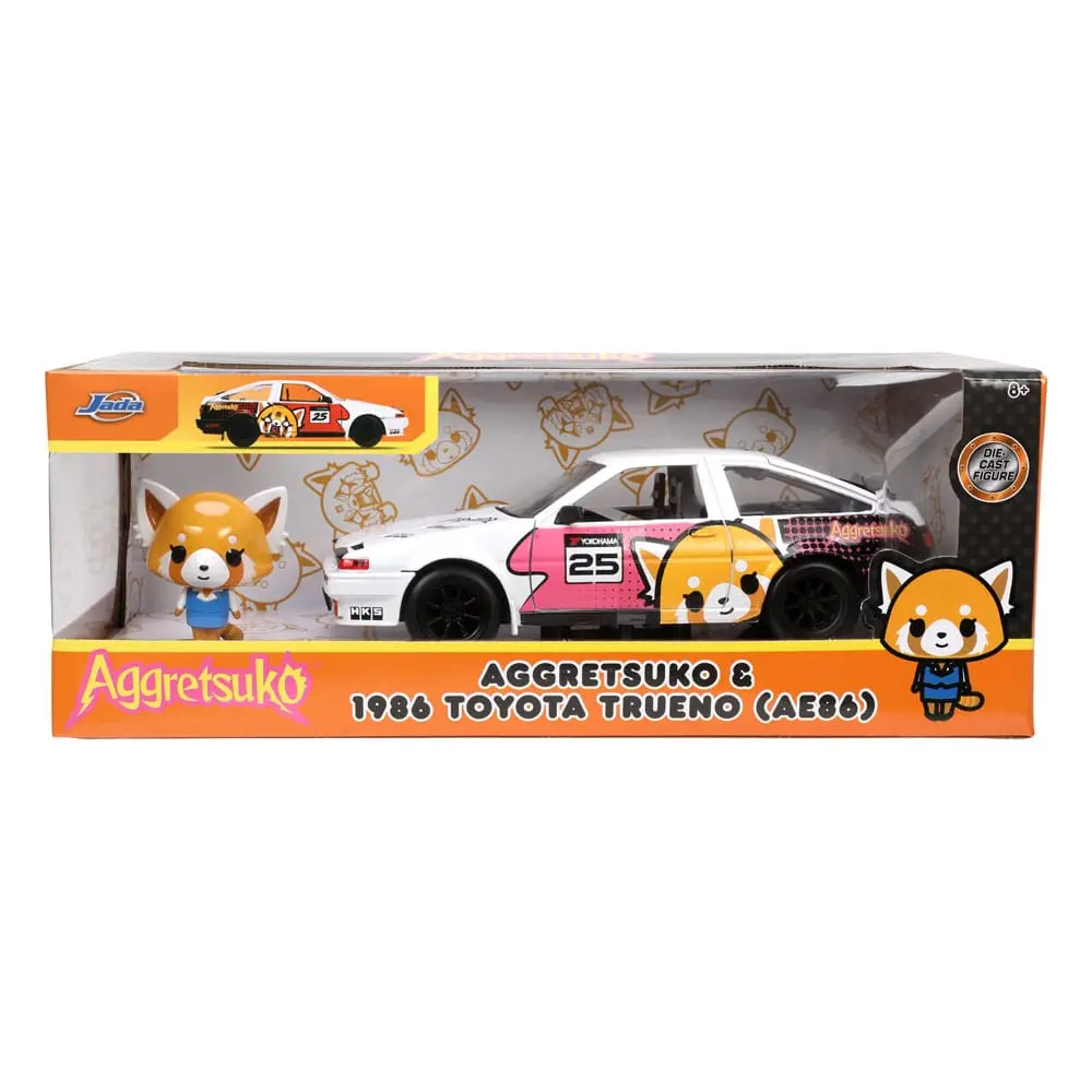 Aggretsuko Hollywood Rides Diecast Model 1/24 1986 Toyota Trueno és Aggretsuko figura termékfotó