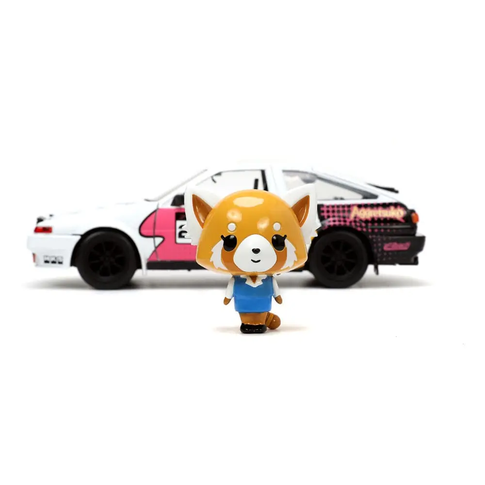 Aggretsuko Hollywood Rides Diecast Model 1/24 1986 Toyota Trueno és Aggretsuko figura termékfotó