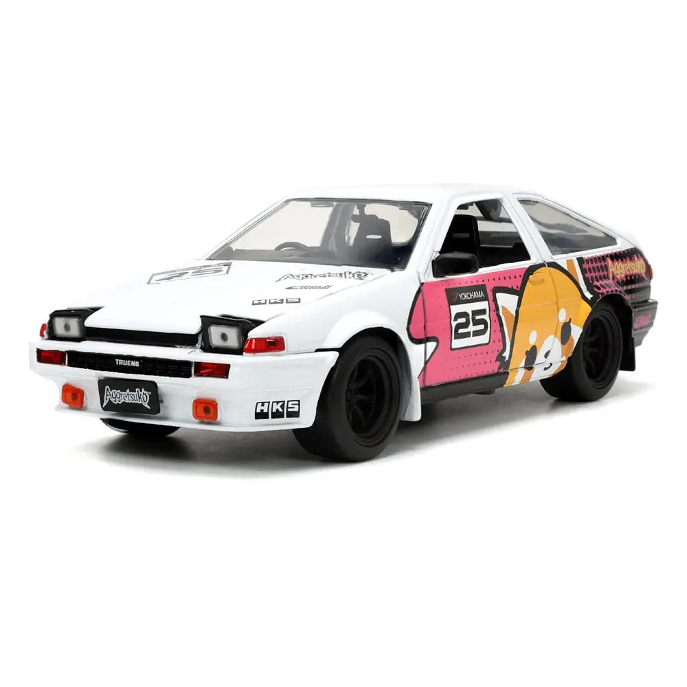 Aggretsuko Hollywood Rides Diecast Model 1/24 1986 Toyota Trueno és Aggretsuko figura termékfotó