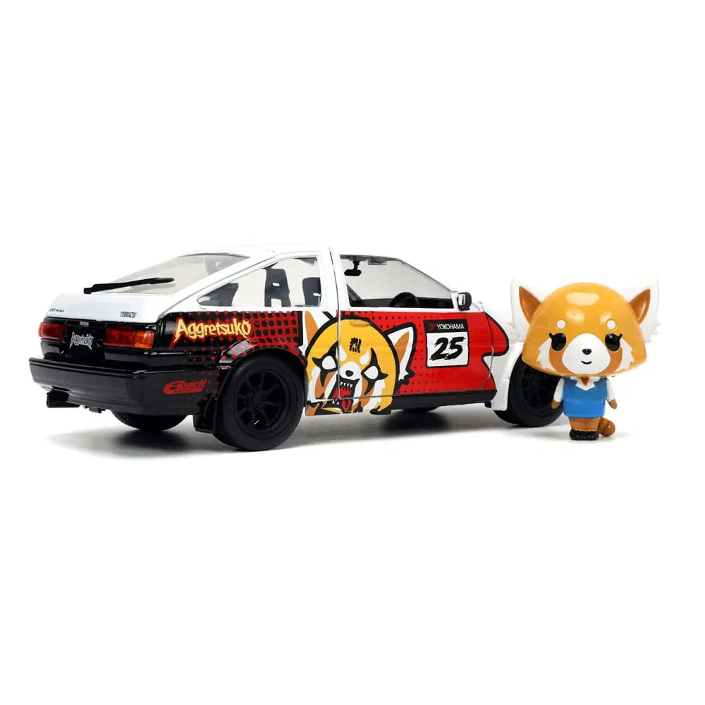 Aggretsuko Hollywood Rides Diecast Model 1/24 1986 Toyota Trueno és Aggretsuko figura termékfotó