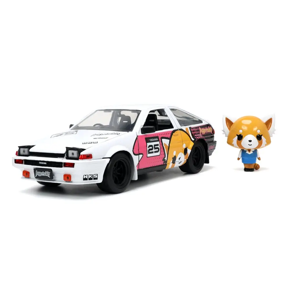 Aggretsuko Hollywood Rides Diecast Model 1/24 1986 Toyota Trueno és Aggretsuko figura termékfotó