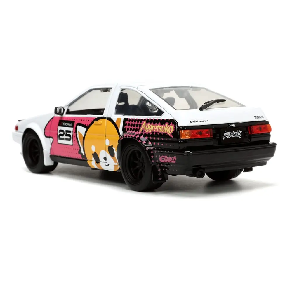 Aggretsuko Hollywood Rides Diecast Model 1/24 1986 Toyota Trueno és Aggretsuko figura termékfotó