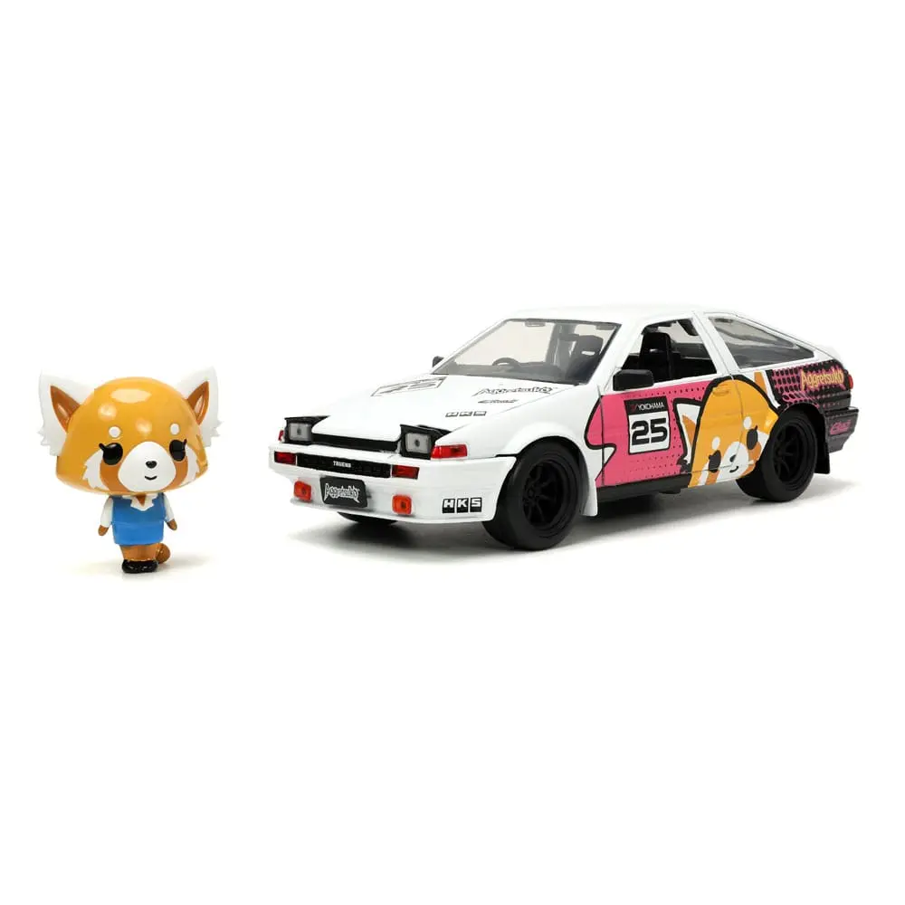 Aggretsuko Hollywood Rides Diecast Model 1/24 1986 Toyota Trueno és Aggretsuko figura termékfotó