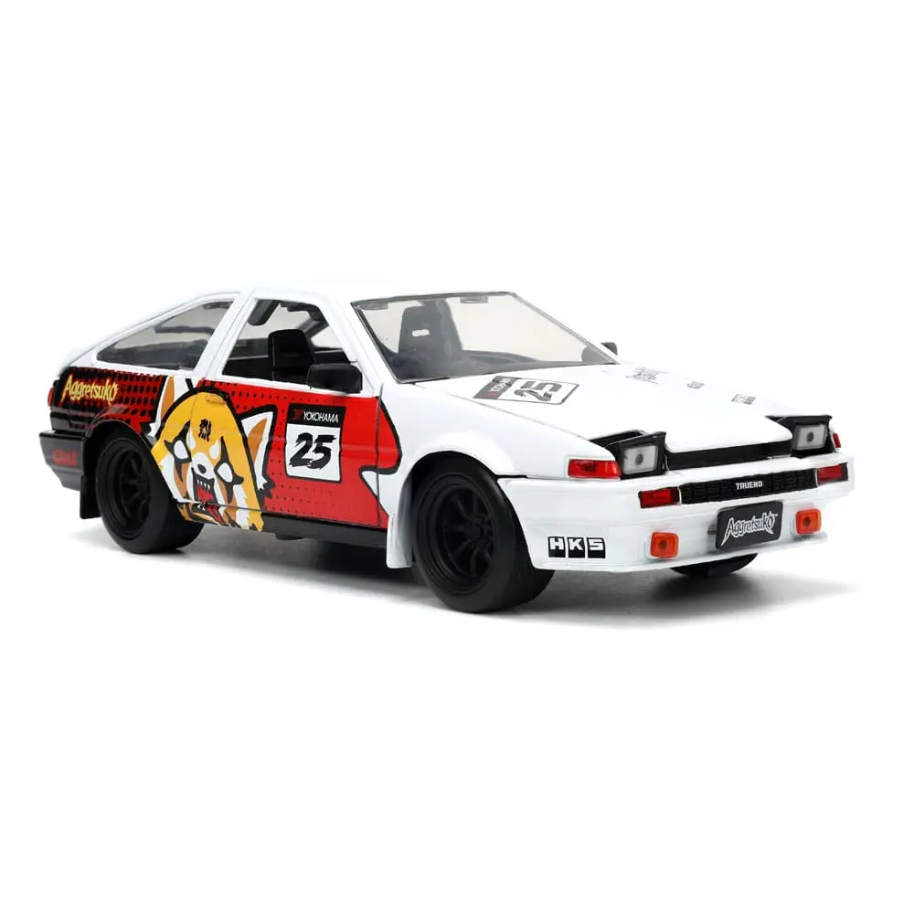 Aggretsuko Hollywood Rides Diecast Model 1/24 1986 Toyota Trueno és Aggretsuko figura termékfotó