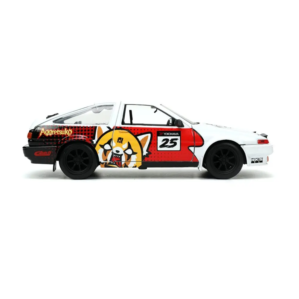 Aggretsuko Hollywood Rides Diecast Model 1/24 1986 Toyota Trueno és Aggretsuko figura termékfotó