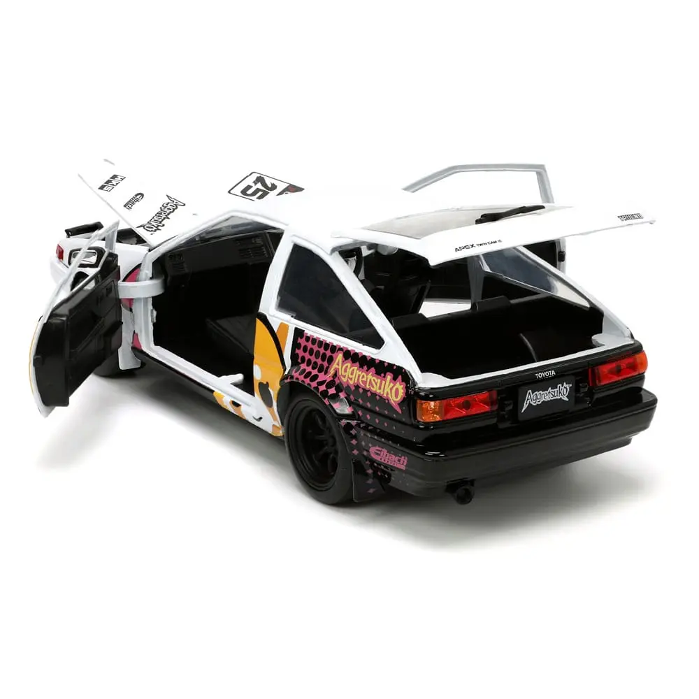 Aggretsuko Hollywood Rides Diecast Model 1/24 1986 Toyota Trueno és Aggretsuko figura termékfotó