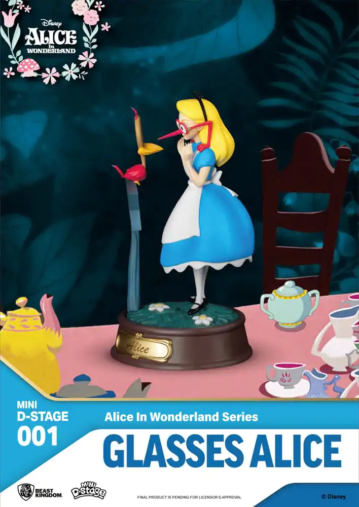 Alice in Wonderland Mini Diorama Stage Glasses Alice PVC szobor figura 10 cm termékfotó