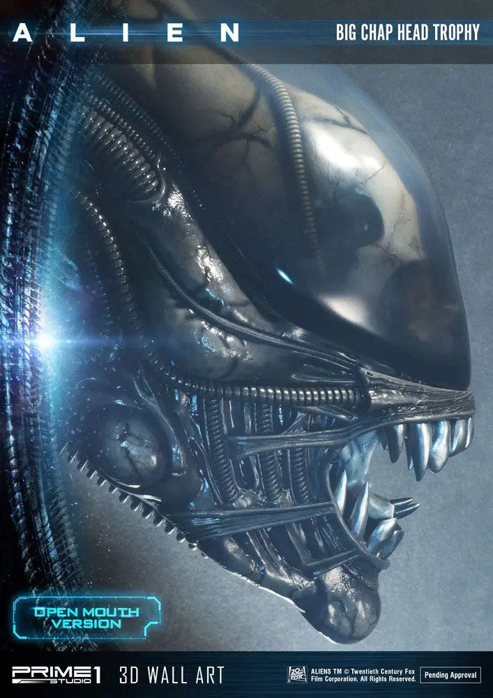Alien 3D Wall Art Warrior Alien Head Trophy Open Mouth Version figura szobor 58 cm termékfotó