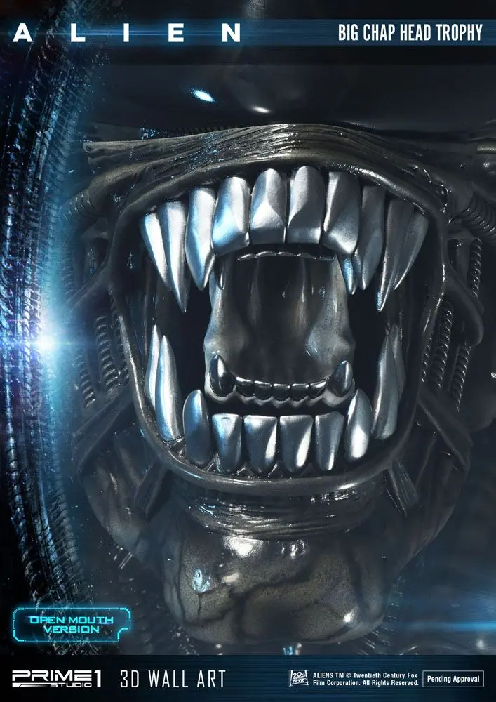 Alien 3D Wall Art Warrior Alien Head Trophy Open Mouth Version figura szobor 58 cm termékfotó