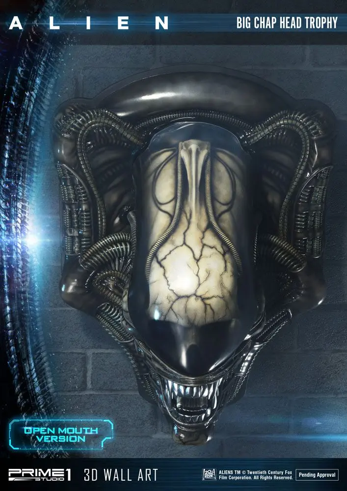 Alien 3D Wall Art Warrior Alien Head Trophy Open Mouth Version figura szobor 58 cm termékfotó