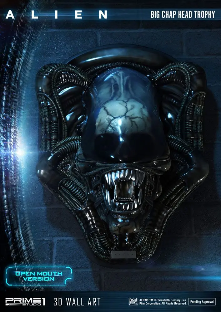 Alien 3D Wall Art Warrior Alien Head Trophy Open Mouth Version figura szobor 58 cm termékfotó