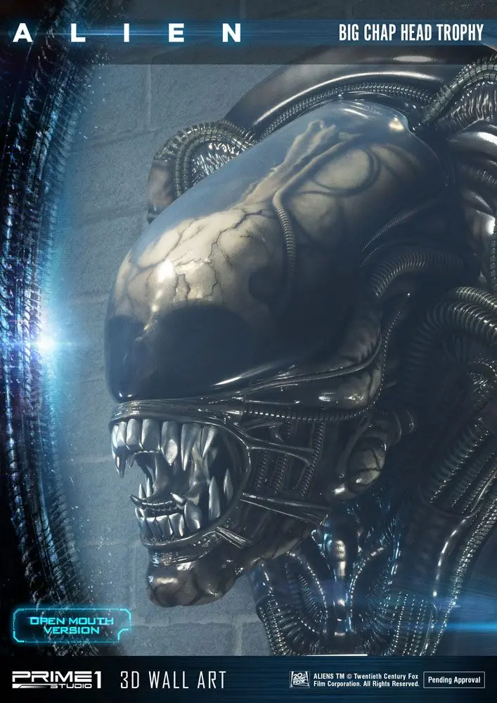 Alien 3D Wall Art Warrior Alien Head Trophy Open Mouth Version figura szobor 58 cm termékfotó