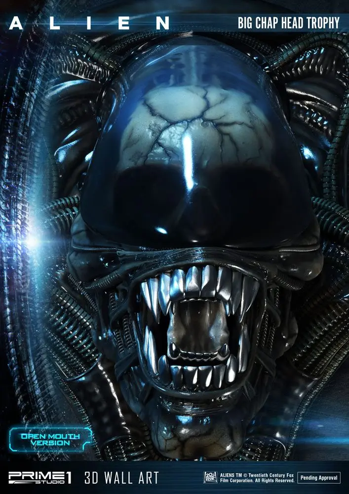 Alien 3D Wall Art Warrior Alien Head Trophy Open Mouth Version figura szobor 58 cm termékfotó