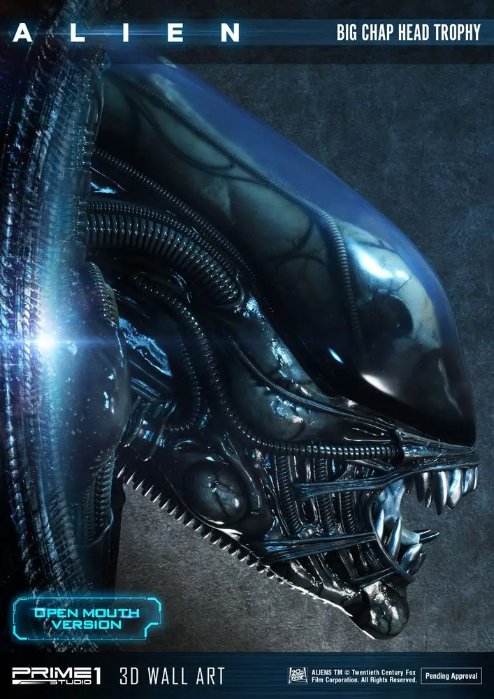 Alien 3D Wall Art Warrior Alien Head Trophy Open Mouth Version figura szobor 58 cm termékfotó