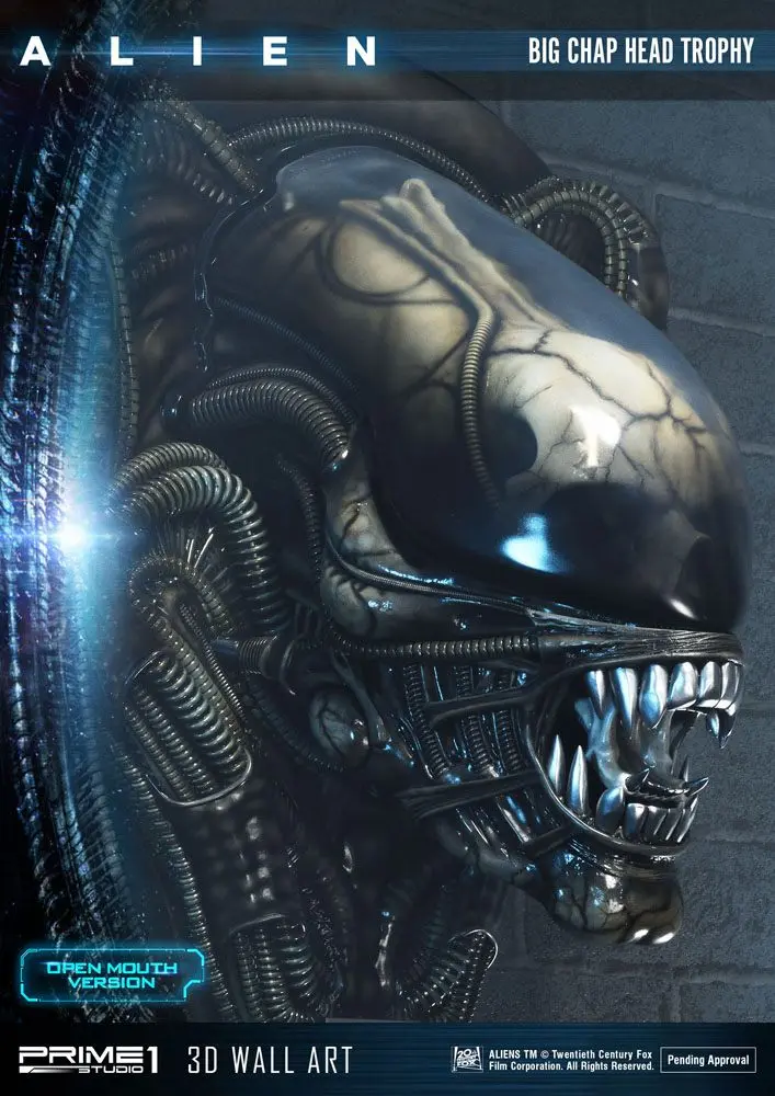 Alien 3D Wall Art Warrior Alien Head Trophy Open Mouth Version figura szobor 58 cm termékfotó