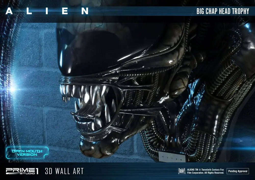 Alien 3D Wall Art Warrior Alien Head Trophy Open Mouth Version figura szobor 58 cm termékfotó