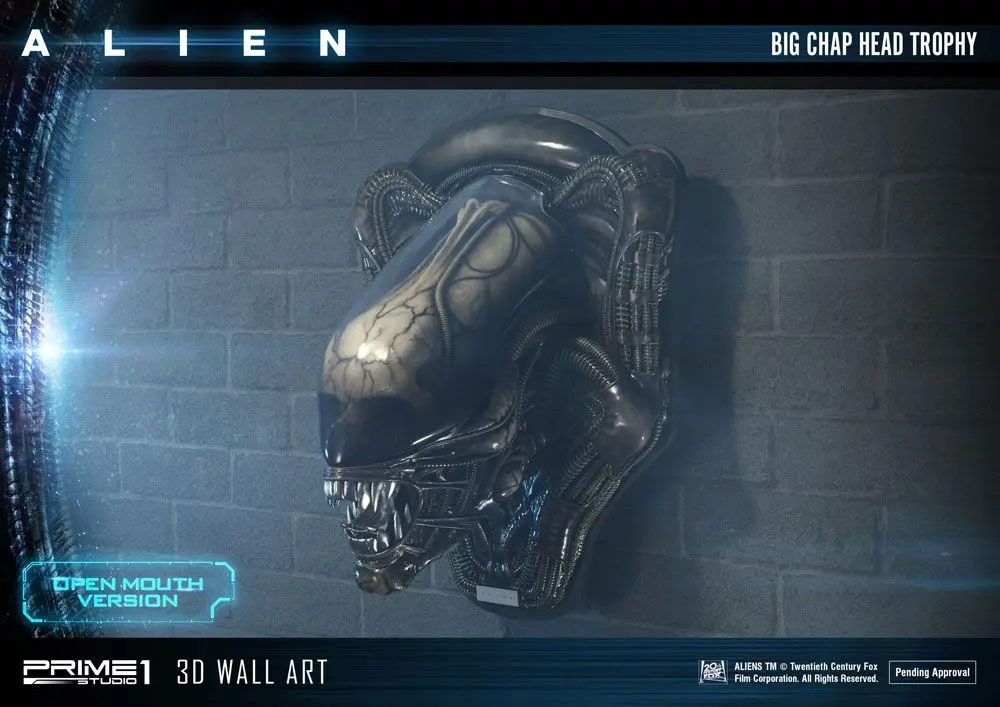 Alien 3D Wall Art Warrior Alien Head Trophy Open Mouth Version figura szobor 58 cm termékfotó