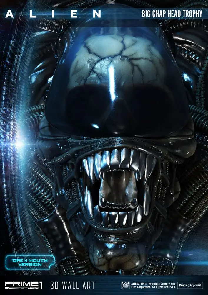 Alien 3D Wall Art Warrior Alien Head Trophy Open Mouth Version figura szobor 58 cm termékfotó