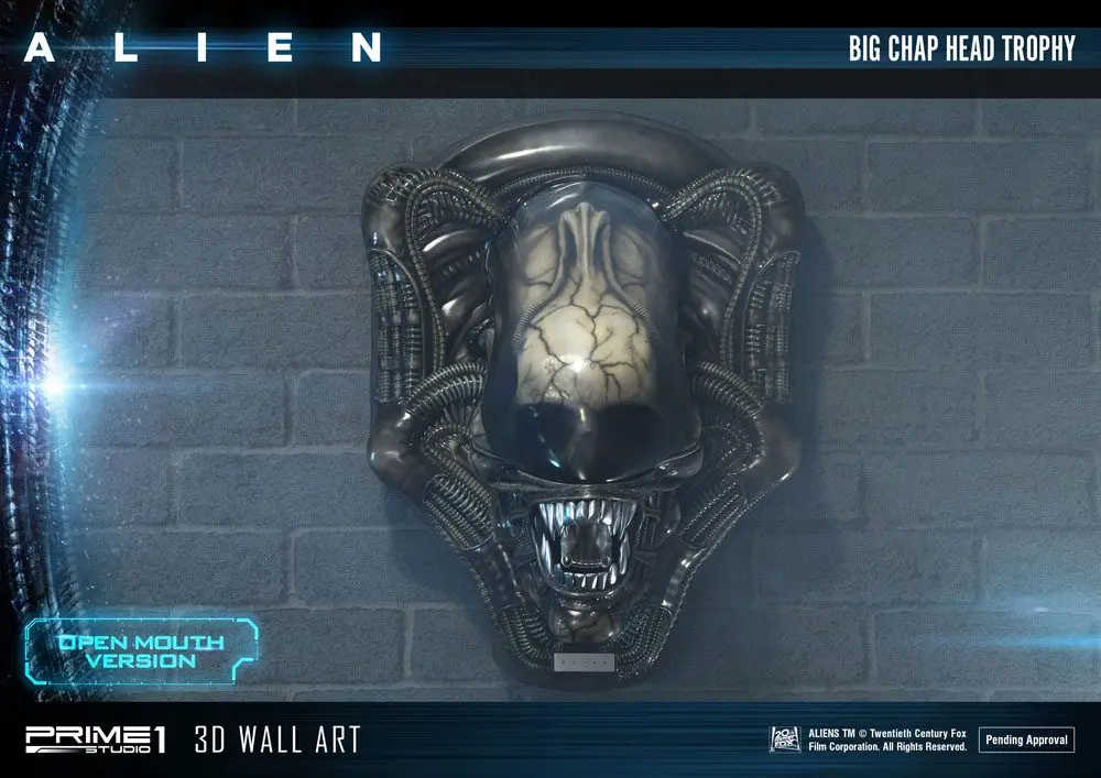 Alien 3D Wall Art Warrior Alien Head Trophy Open Mouth Version figura szobor 58 cm termékfotó