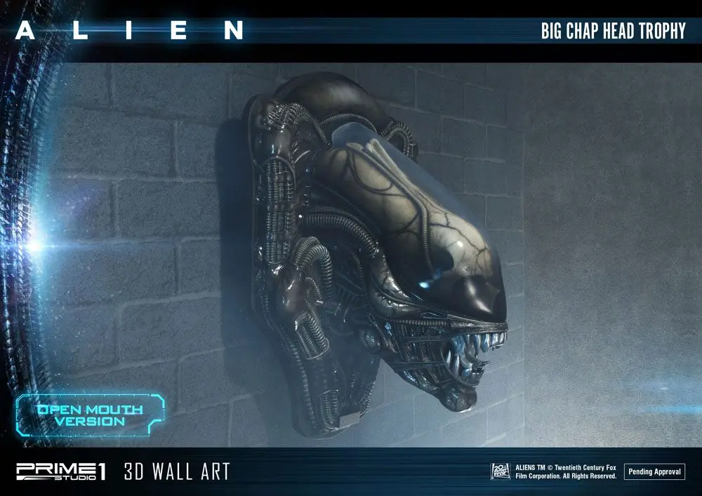 Alien 3D Wall Art Warrior Alien Head Trophy Open Mouth Version figura szobor 58 cm termékfotó