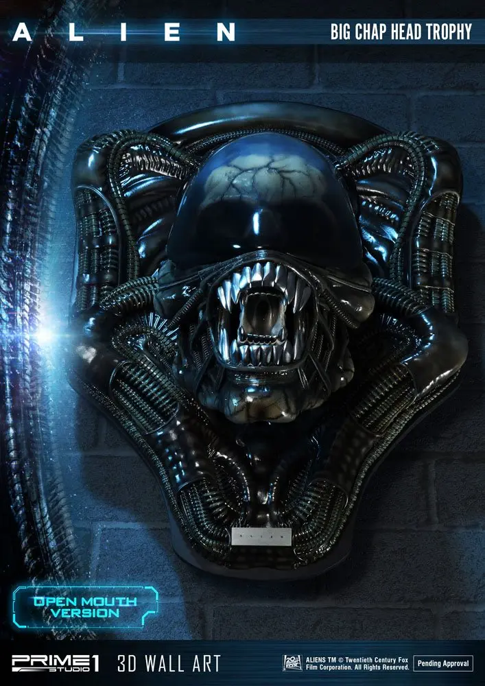 Alien 3D Wall Art Warrior Alien Head Trophy Open Mouth Version figura szobor 58 cm termékfotó