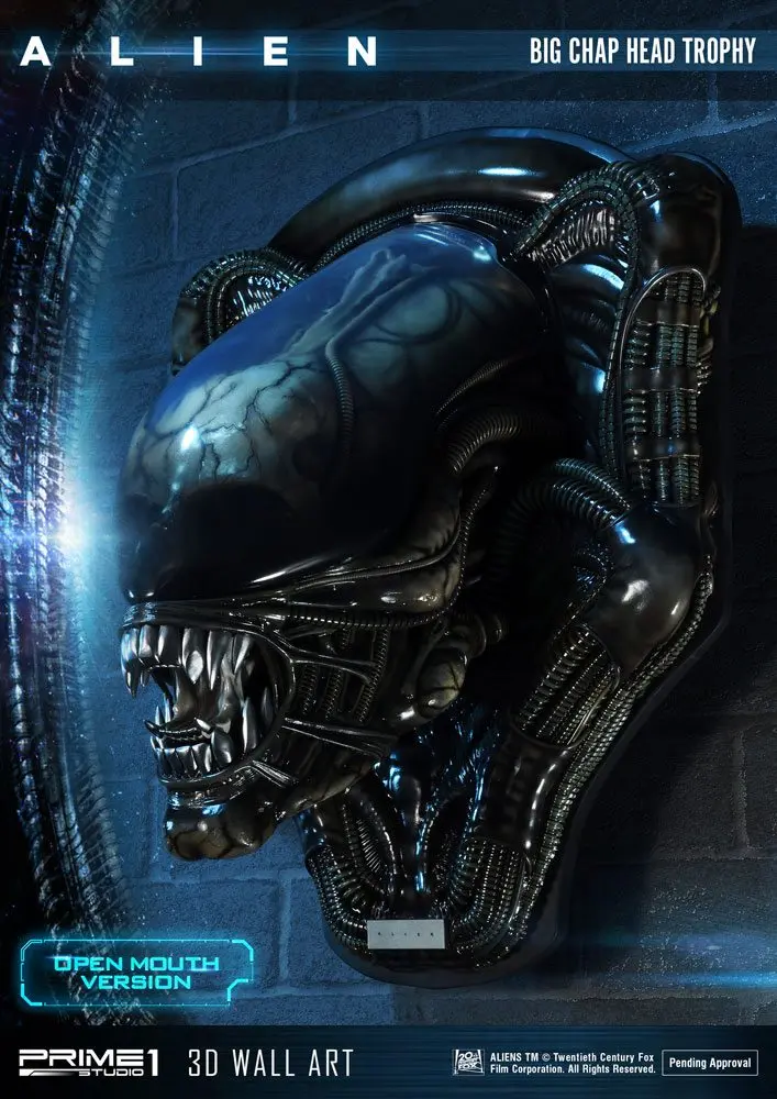 Alien 3D Wall Art Warrior Alien Head Trophy Open Mouth Version figura szobor 58 cm termékfotó