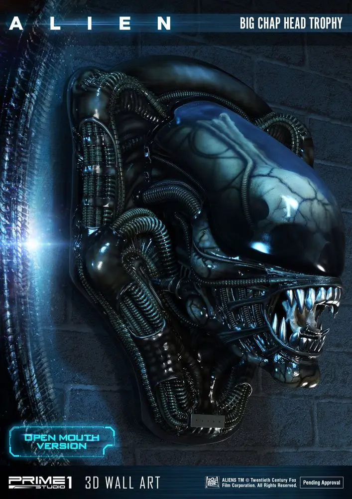 Alien 3D Wall Art Warrior Alien Head Trophy Open Mouth Version figura szobor 58 cm termékfotó