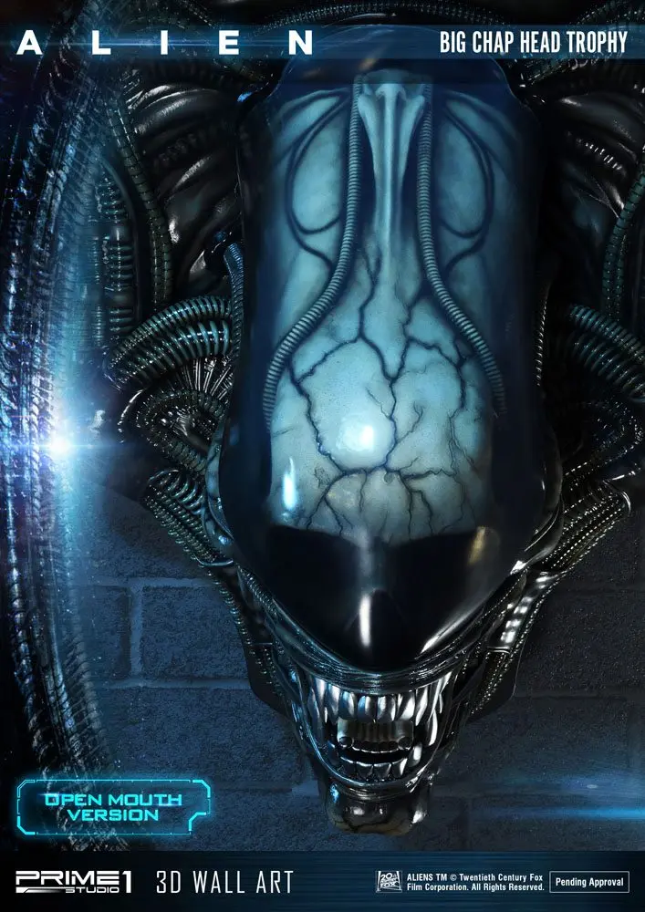 Alien 3D Wall Art Warrior Alien Head Trophy Open Mouth Version figura szobor 58 cm termékfotó