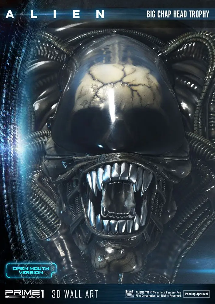 Alien 3D Wall Art Warrior Alien Head Trophy Open Mouth Version figura szobor 58 cm termékfotó