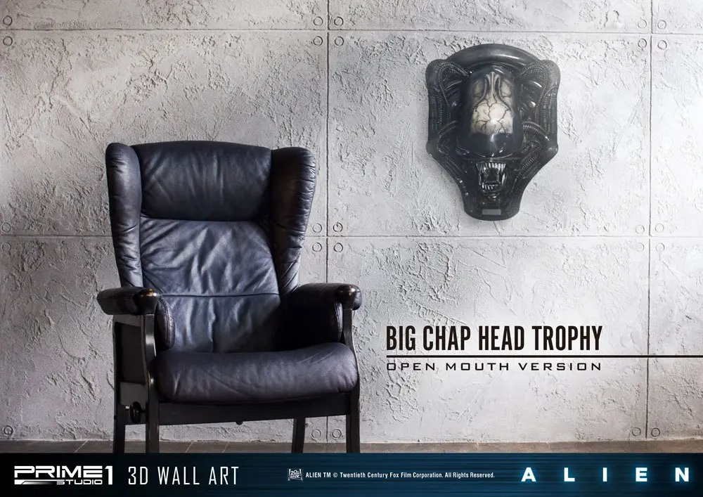 Alien 3D Wall Art Warrior Alien Head Trophy Open Mouth Version figura szobor 58 cm termékfotó