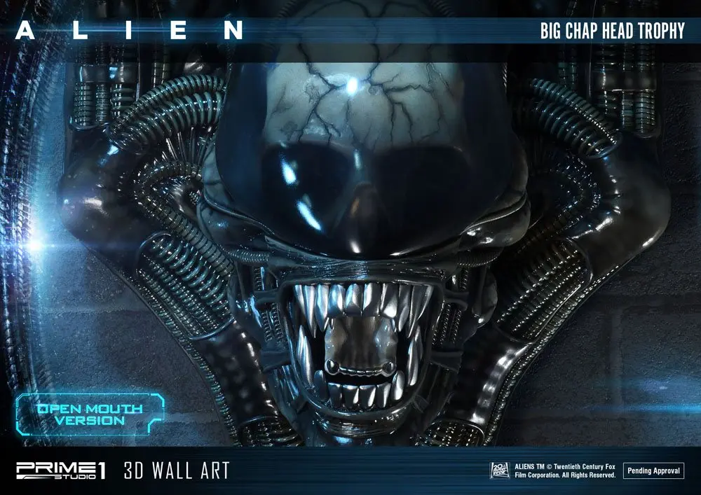 Alien 3D Wall Art Warrior Alien Head Trophy Open Mouth Version figura szobor 58 cm termékfotó