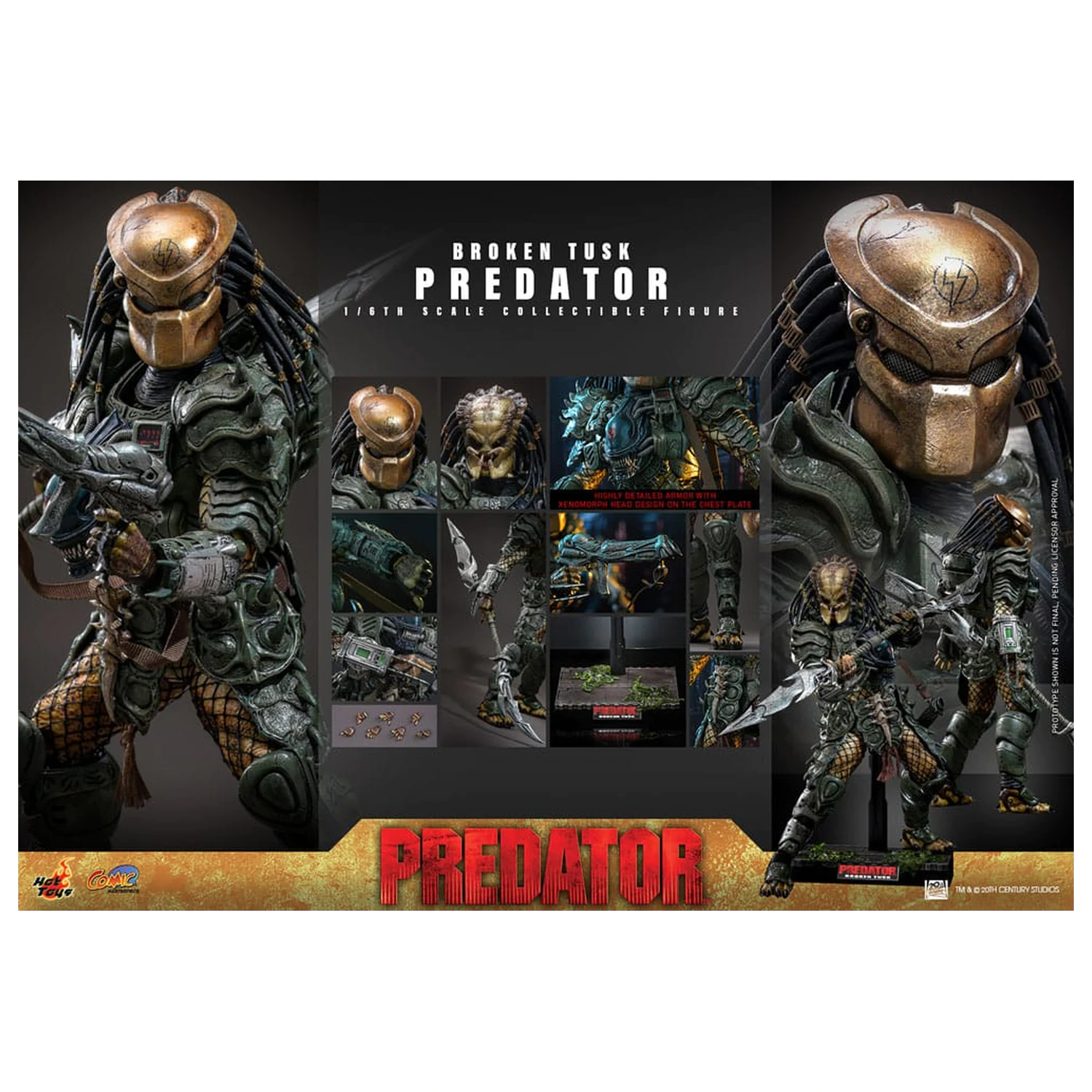 Alien vs. Predator Comic Masterpiece  1/6 Broken Tusk Predator akciófigura35 cm termékfotó